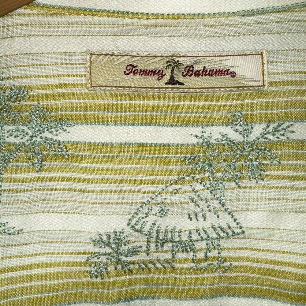 Tommy Bahama Men’s Linen Striped Green Long Sleeve Button Down Shirt Size XL - Picture 3 of 10